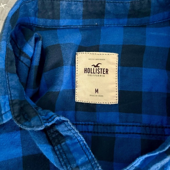 2 for $20 Hollister Blue Plaid Casual Shirt - Picture 4 of 5
